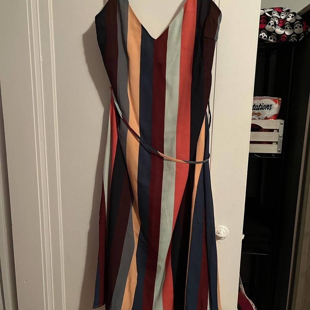 Lulu's Asymmetrical Striped Dress in Multicolor
